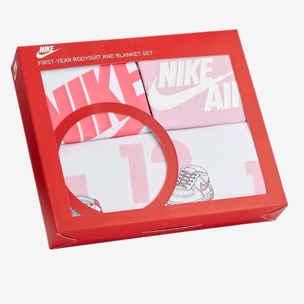 New Nike Baby First-Year Bodysuit & Blanket Set – 3 Piece